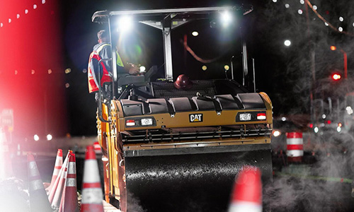 Vintage paving equipment demonstration