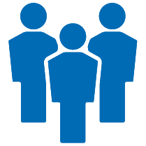 Three blue people icon