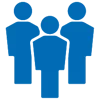 Three blue people icon
